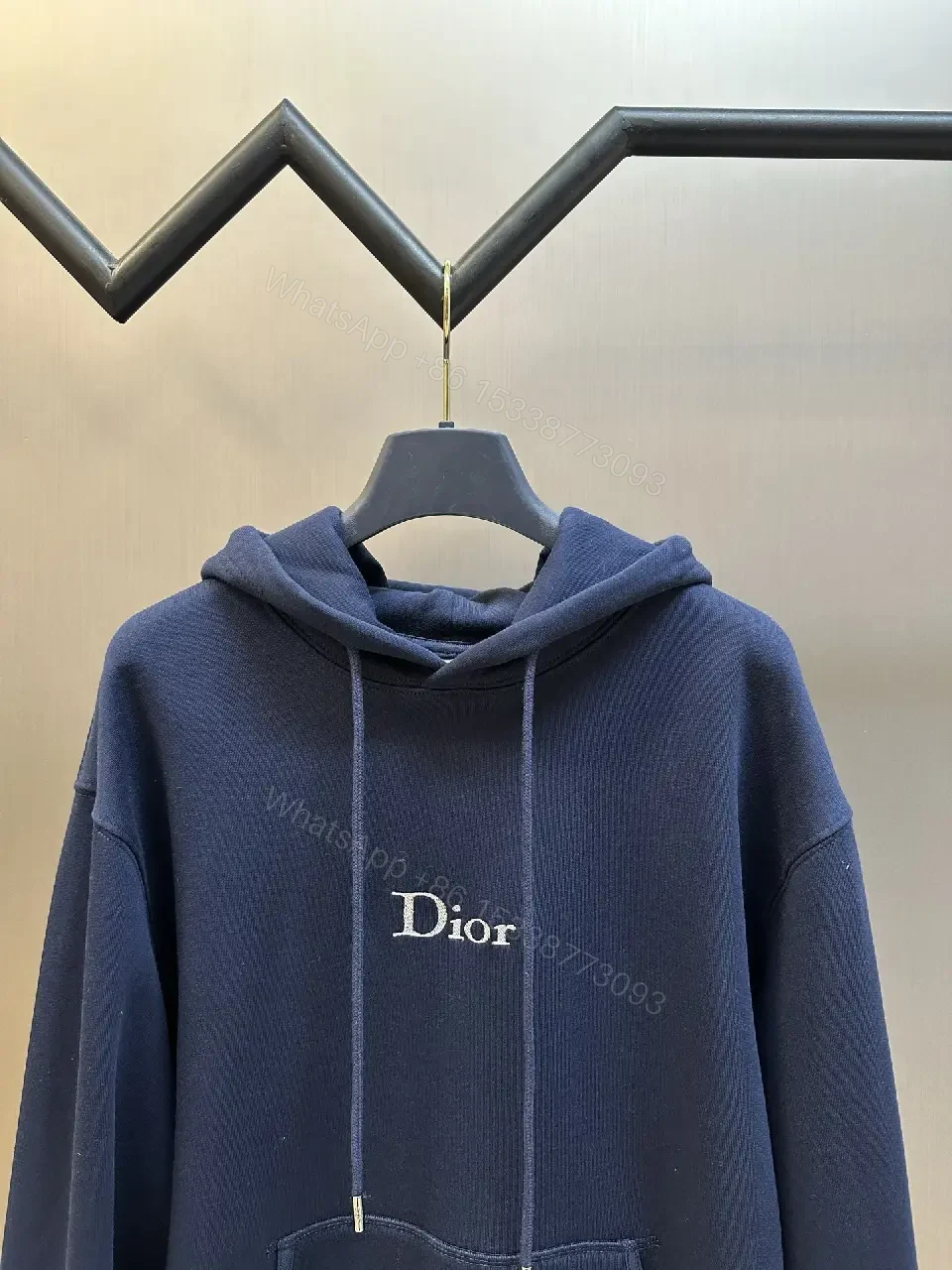 View 7 of Navy Luxe Hoodie: Premium Knit, Subtle Dior Branding