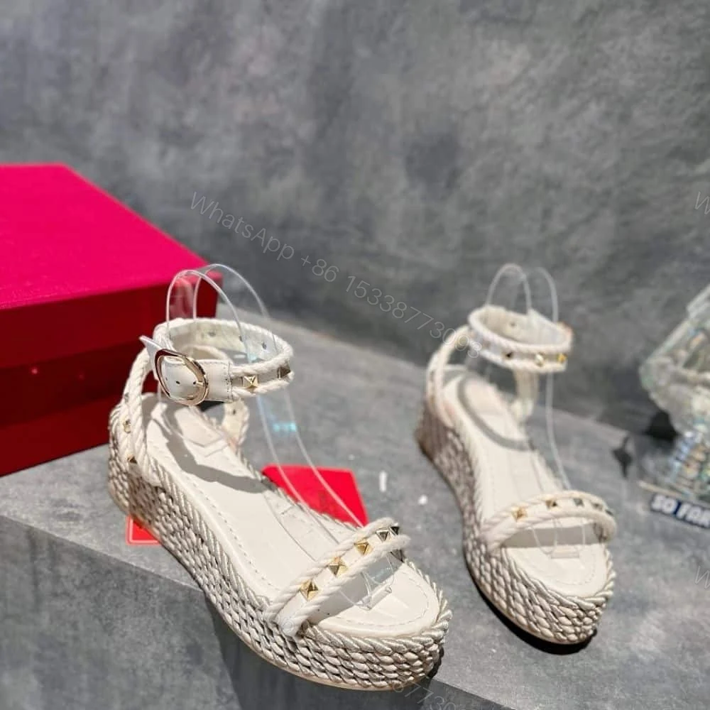View 3 of VALENTINO ROCKSTUD FLATFORM SANDAL WHITE