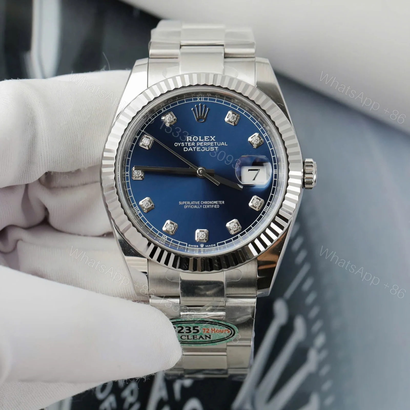 View 2 of Rolex Datejust Bright Blue Diamond Dial 126334-0015 41 mm