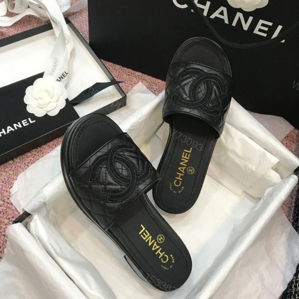 View 8 of Chanel Quilted CC Logo Mules Black