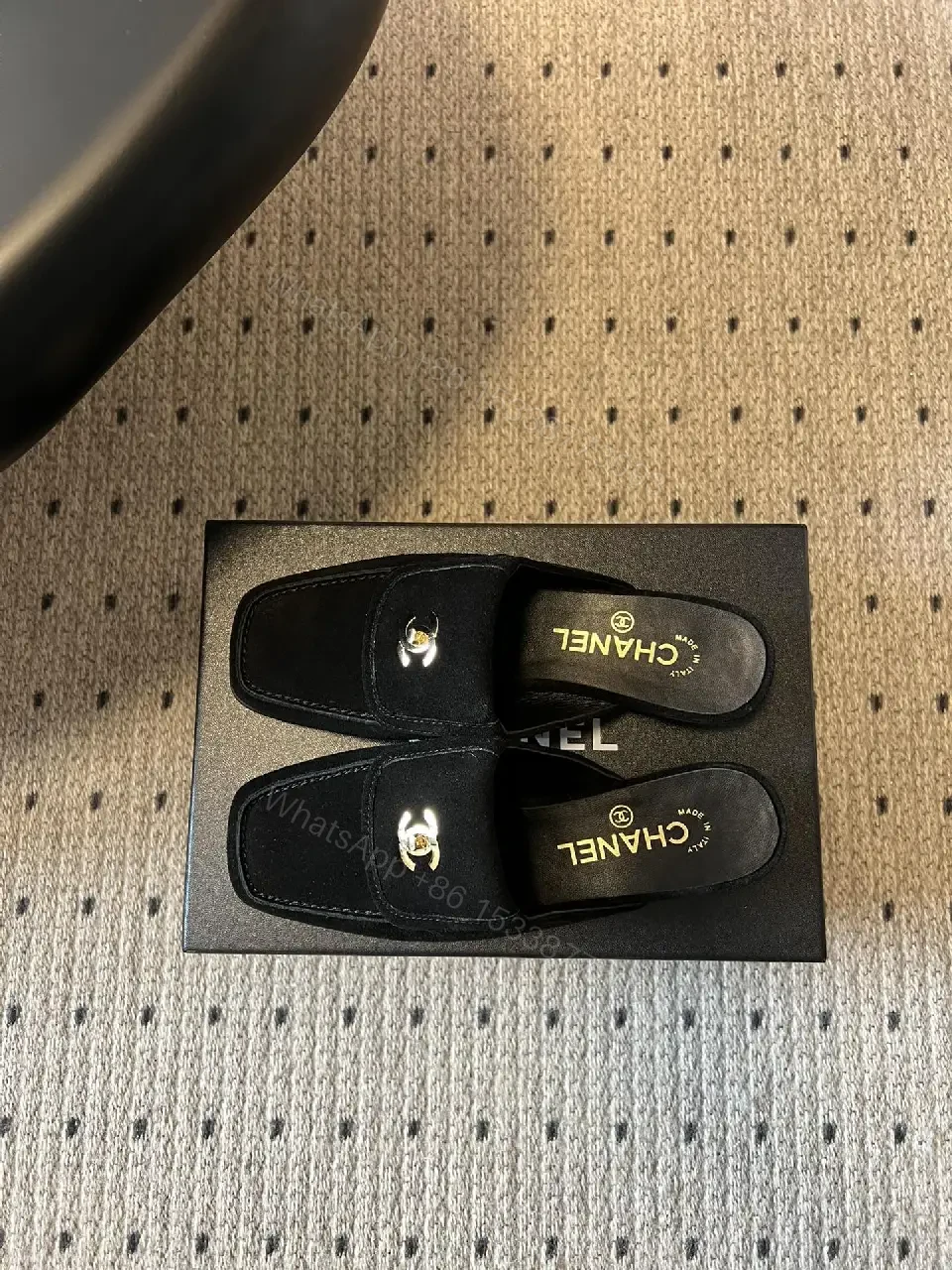 View 9 of Velvet Mules with Gold Hardware – Sophisticated Slip-Ons
