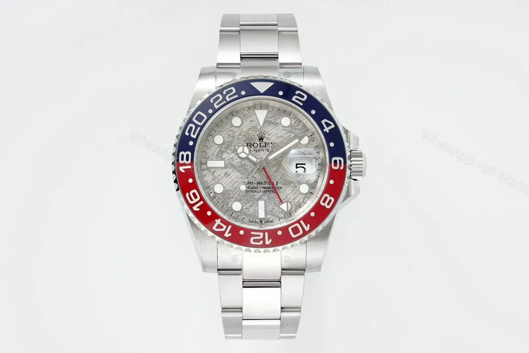Clean Factory EWE V5 GMT Watch – Silver, Red/Blue Bezel — view 1