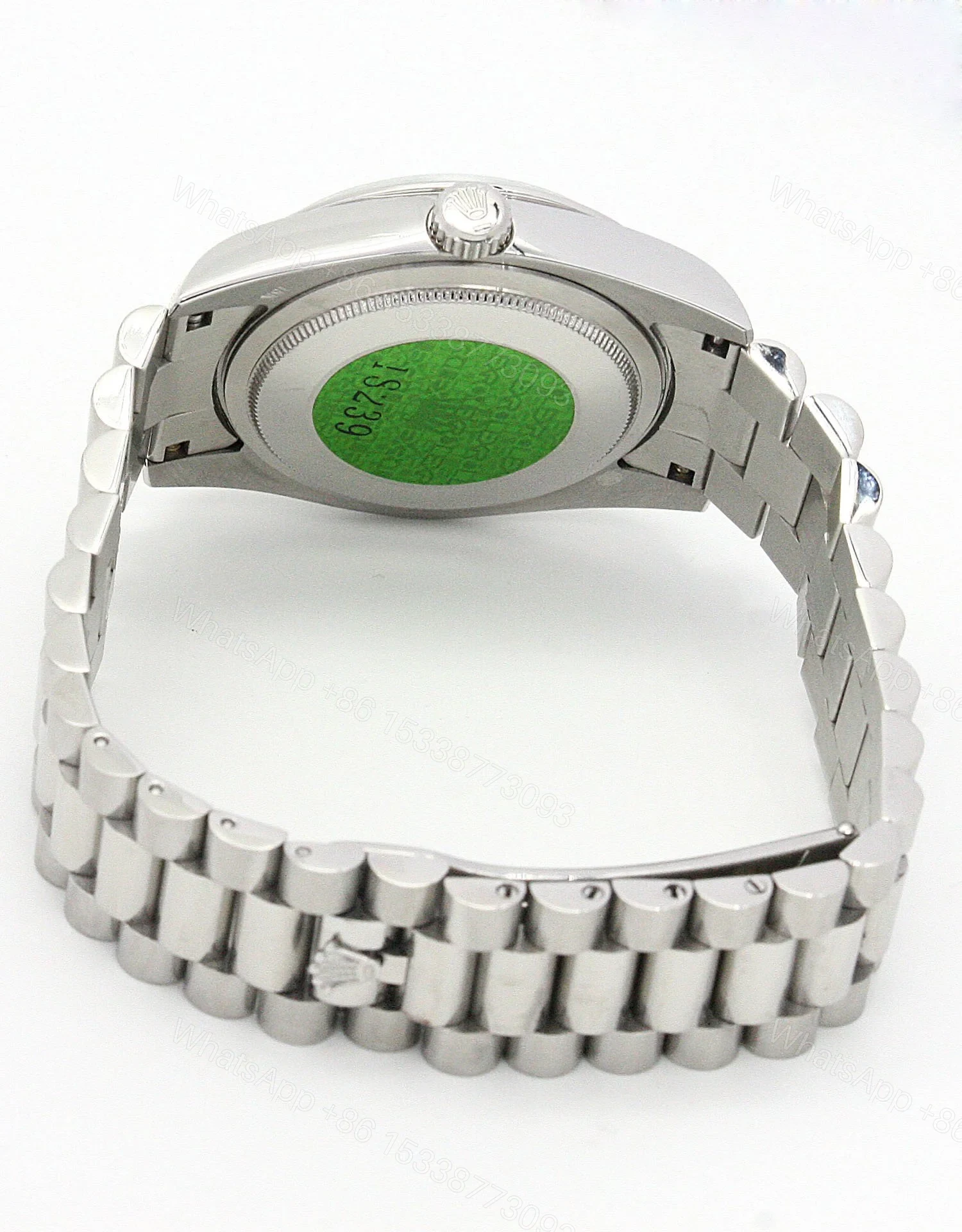 View 3 of Replica Rolex Day-Date Green and Silver with Diamonds Dial 118346 36 mm