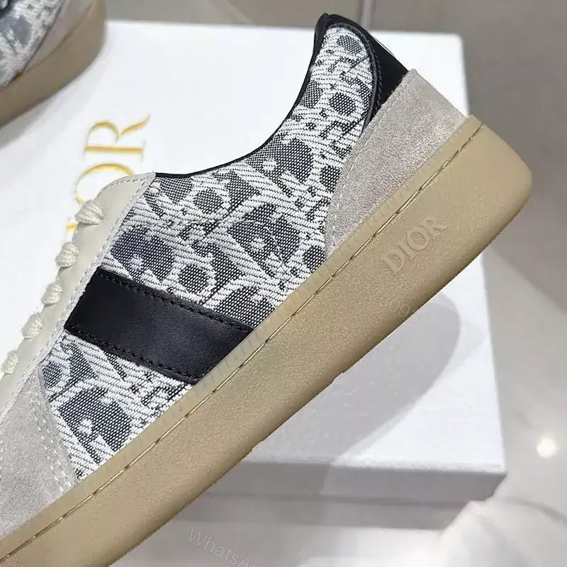 View 4 of DIOR B01 MATCHPOINT SNEAKERS UNISEX SUEDE AND JACQUARD CANVAS GREY/BLUE – CD178