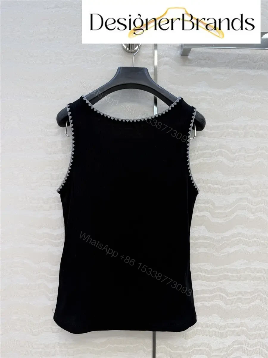 View 9 of Miu Miu Black Ribbed Sleeveless Tank Top