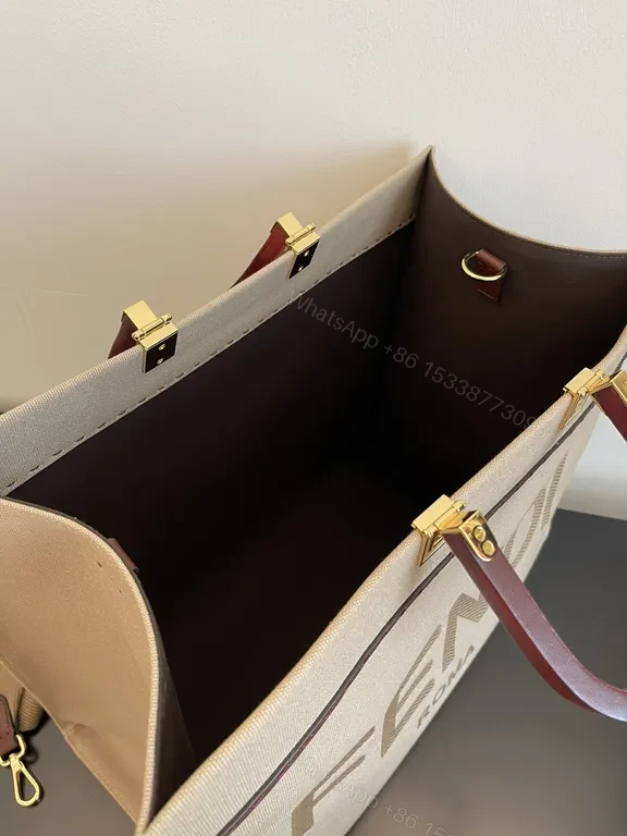 View 9 of Structured Canvas Tote by Fendi: Signature Hardware Tote
