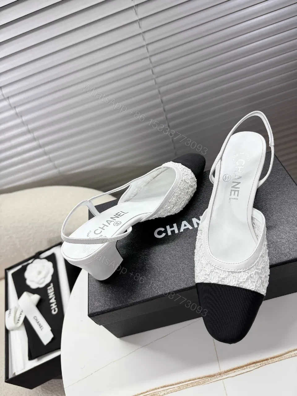 View 2 of Textured Chanel-Inspired Slingback Sandals: All-Day Comfort