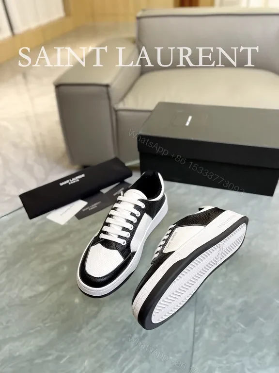View 9 of Monochrome Leather-Textured Low-Tops with Subtle Accents Sneakers