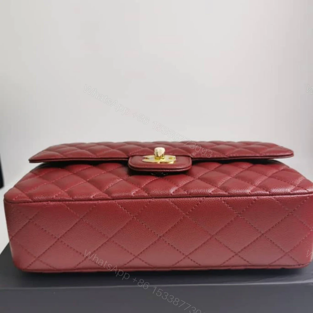 View 3 of Chanel Medium Classic Double Flap Burgundy Gold Hardware 25Cm