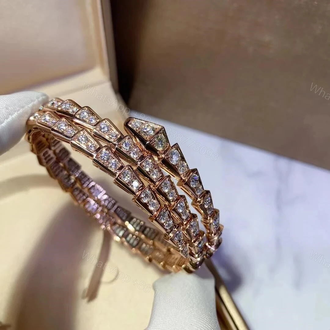 View 5 of Bvlgari 18K Gold Viper Bracelet Full Pave Diamonds 2 coil