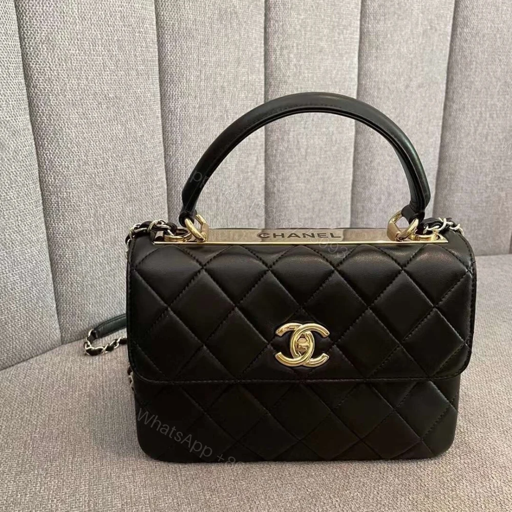 View 3 of Chanel Flap Bag With Top Handle Bag With Gold Metal Black 25Cm A92236 Y60767 94305