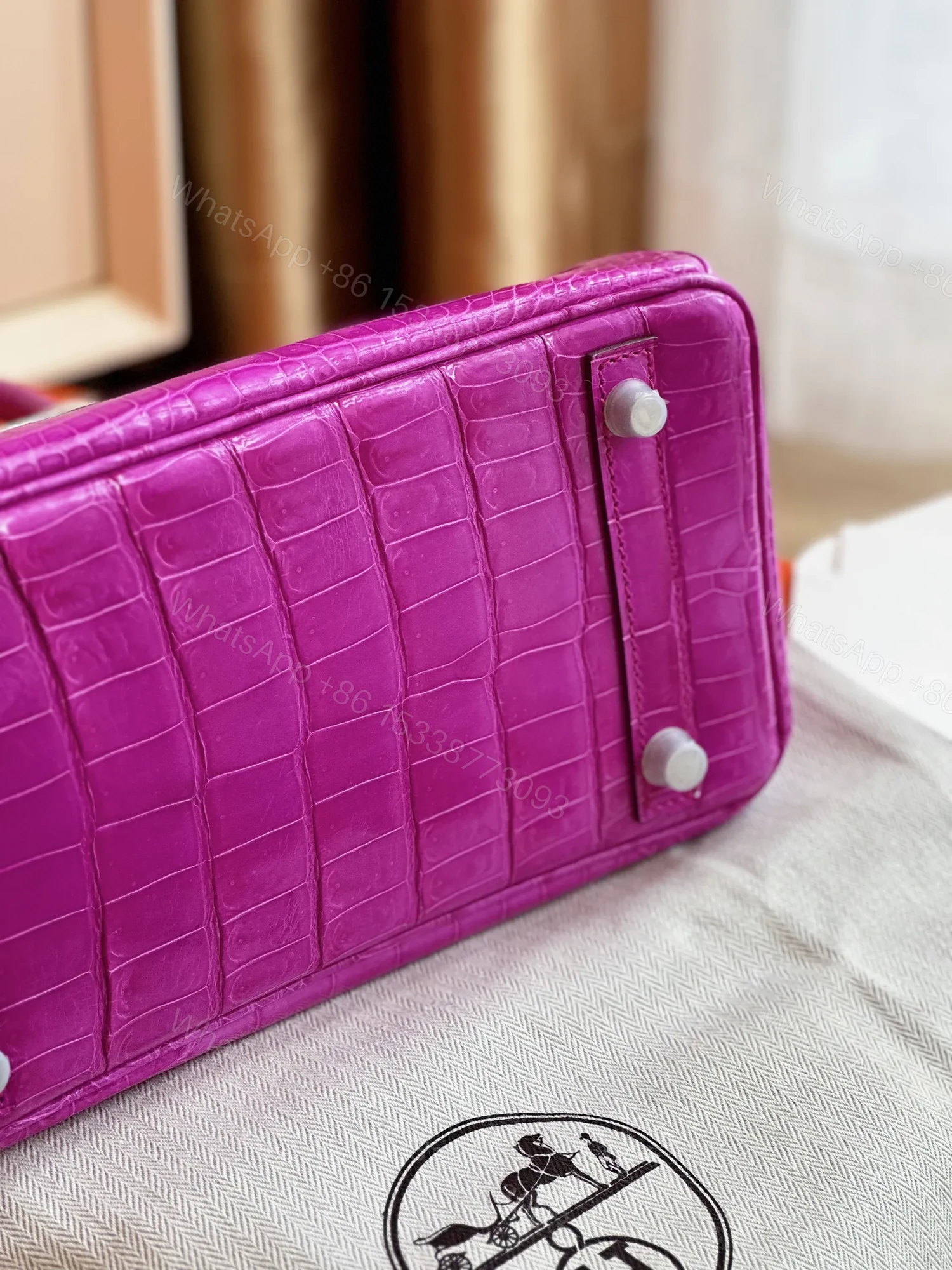 View 2 of HN 25 Purple Genuine Crocodile Leather Palladium Hardware