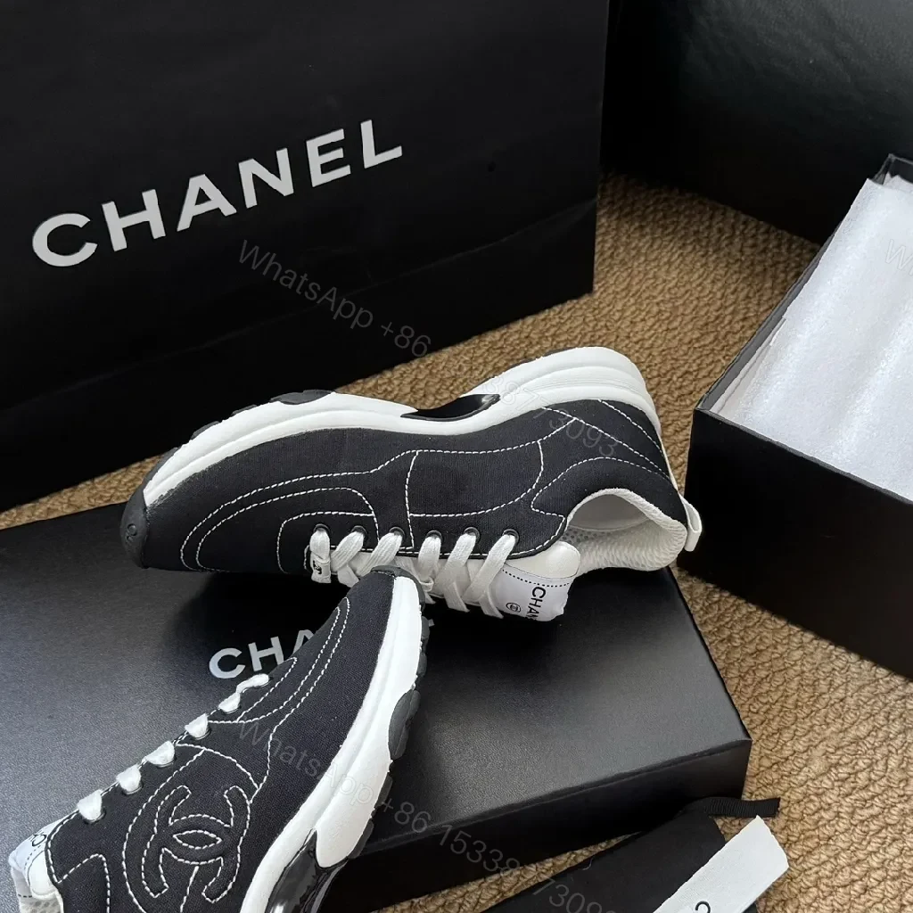 View 5 of Black & White Luxe Sneaker: Couture-Inspired Comfort