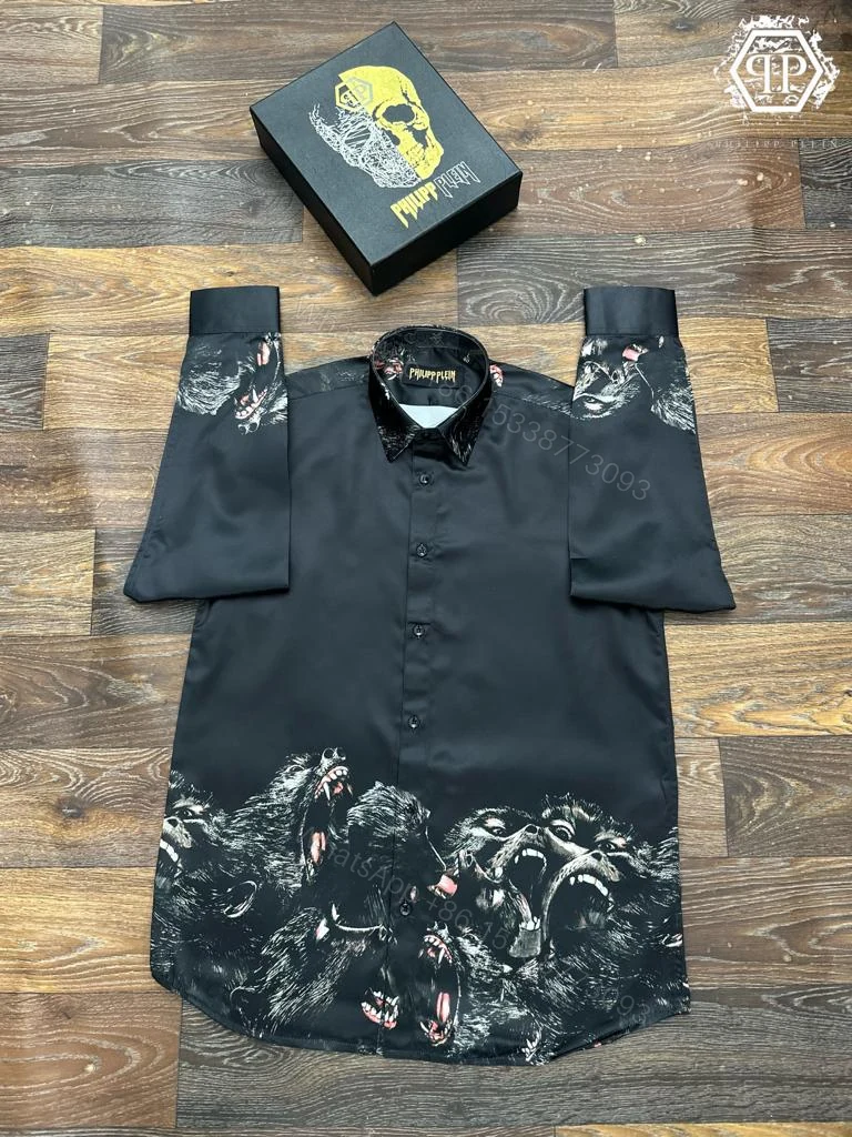 View 2 of Philipp Plein Store Article Printed Black Shirt First Copy | Premium Replica