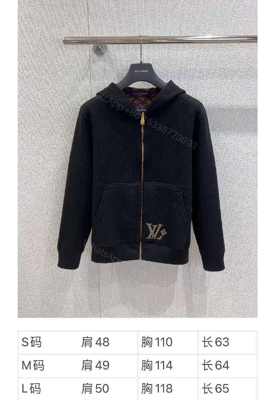 View 4 of Black Zip Hoodie with Luxury LV Detailing