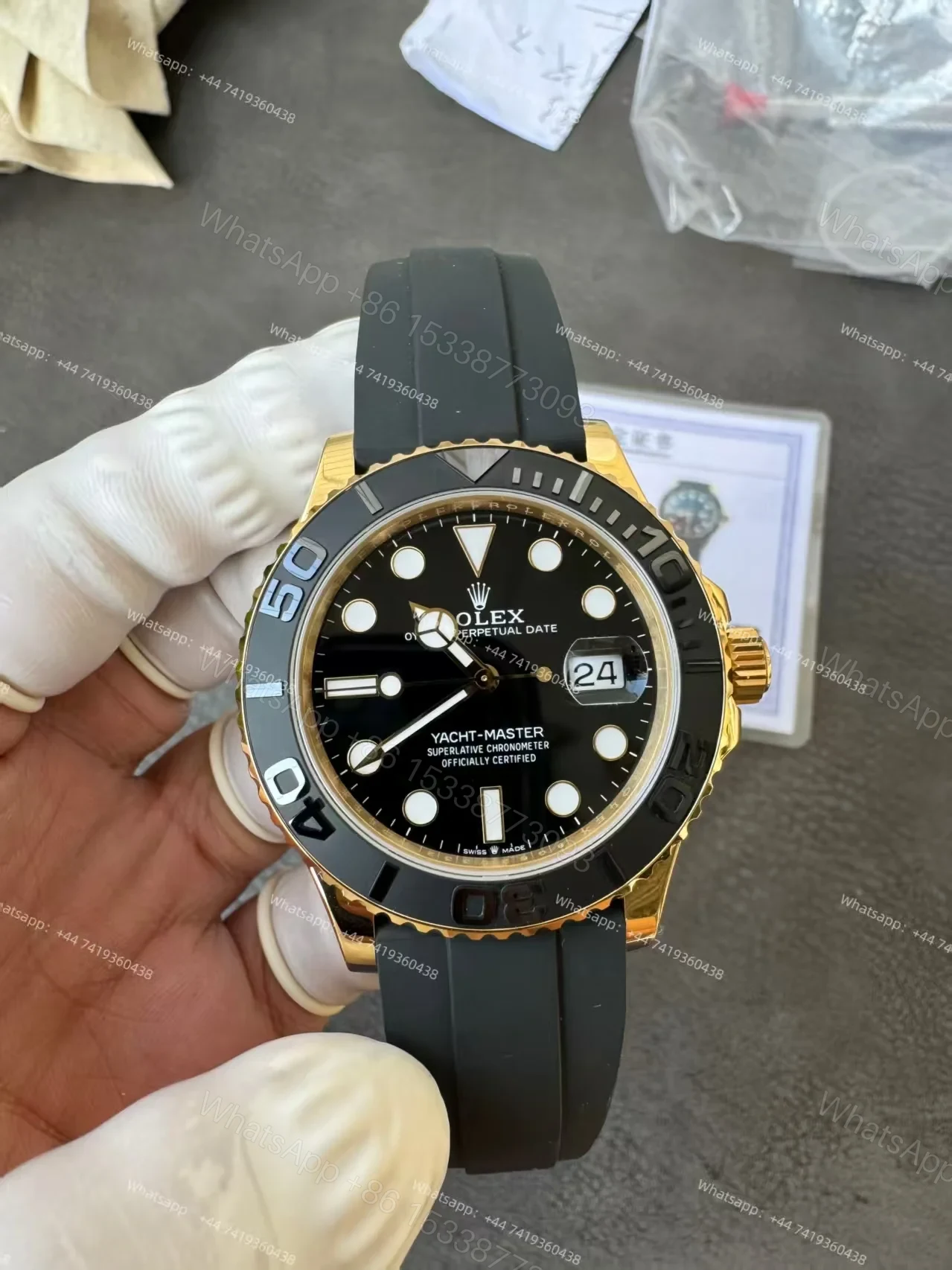 View 8 of Rolex Yacht-Master 226658 1:1 Replica 18K Gold Plated 42MM 3235 Movement Super Clone Watch