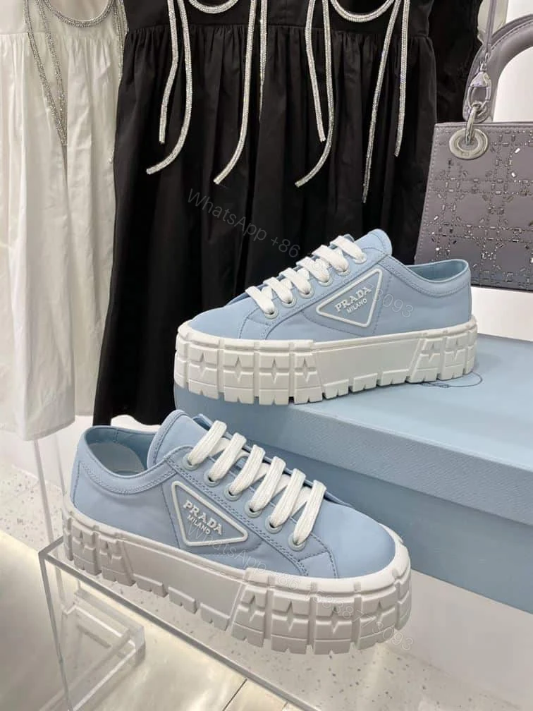 View 5 of PRADA DOUBLE WHEEL RE-NYLON GABARDINE SNEAKERS LIGHT BLUE – PRD085