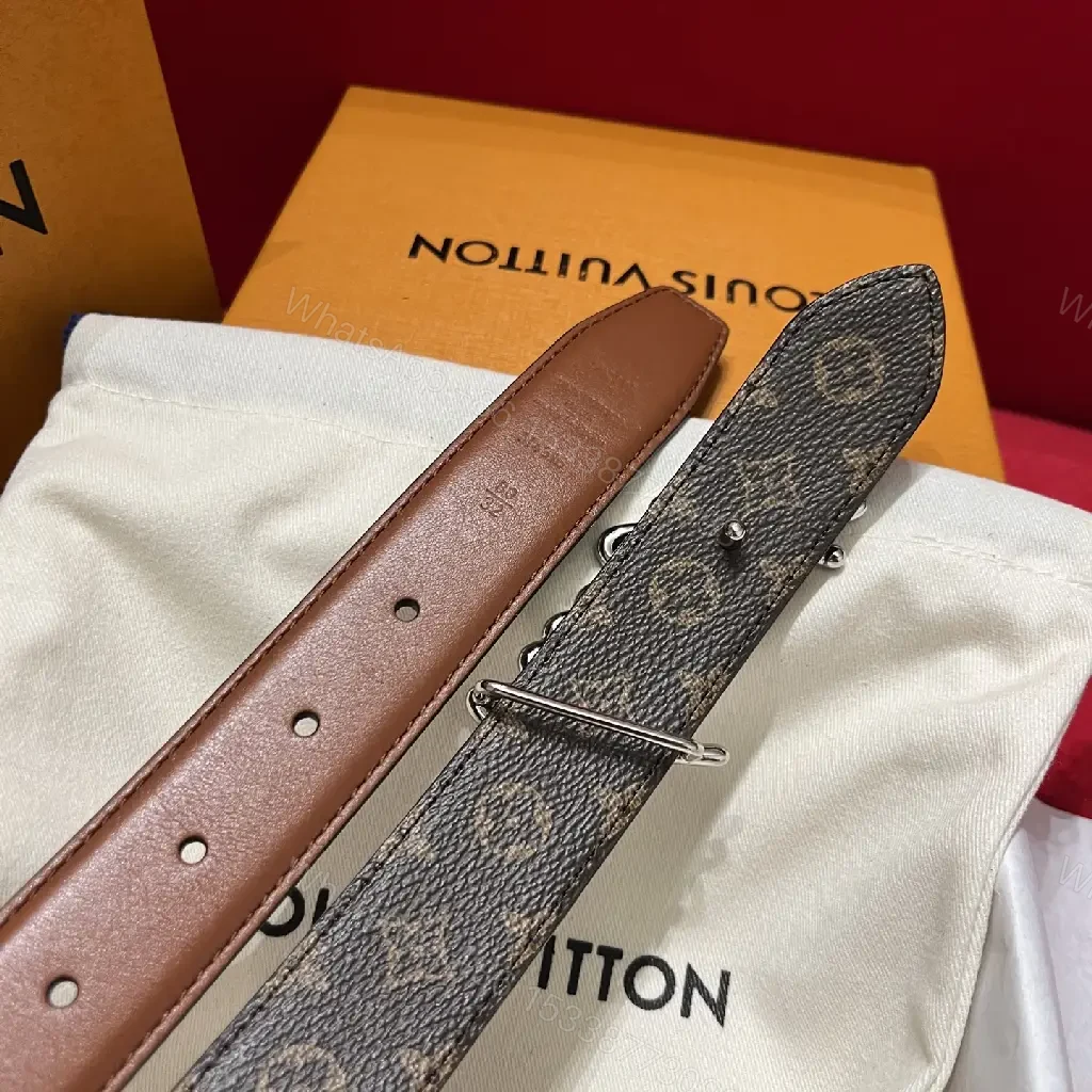 View 10 of Brown Leather Belt with Script Buckle – Modern Luxury Belt