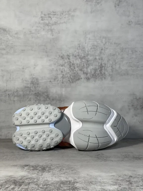 View 3 of Colorful Faux Balmain Sneakers: Geometric Textures, Avant-Garde Style