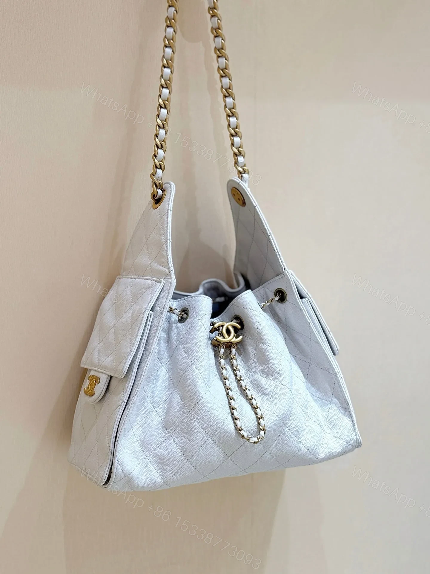 View 6 of CHANEL 25 HANDBAG IN WHITE 30 GOLD HARDWARE