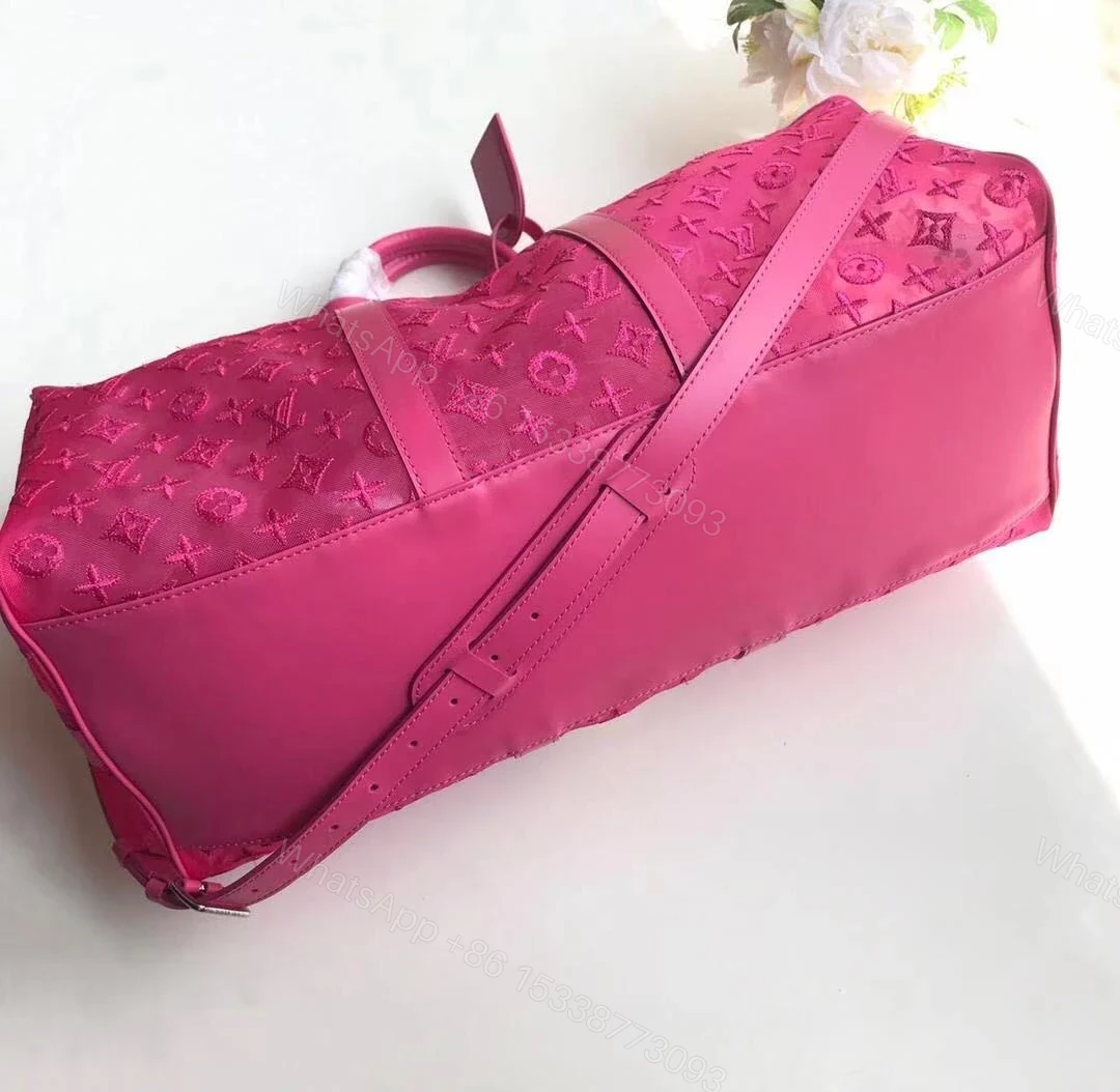 View 2 of Replica 1:1 Clone Louis Vuitton Keepall Bandouliere Monogram 50 Pink