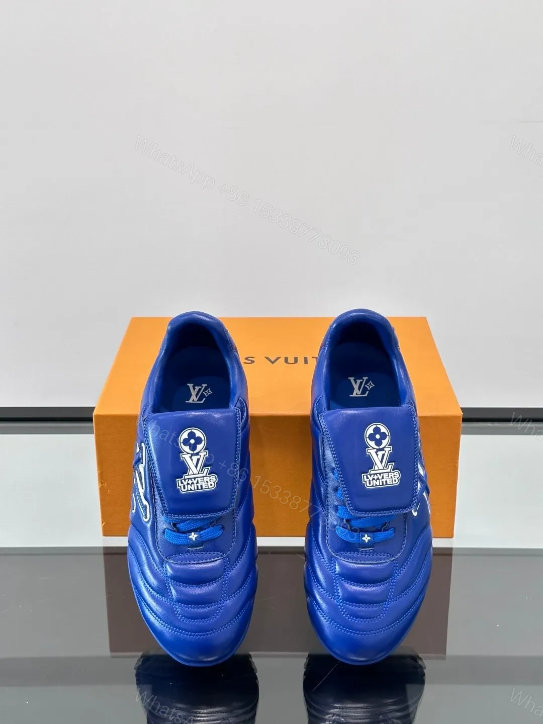 View 6 of LV Men Blue Leather Sneakers