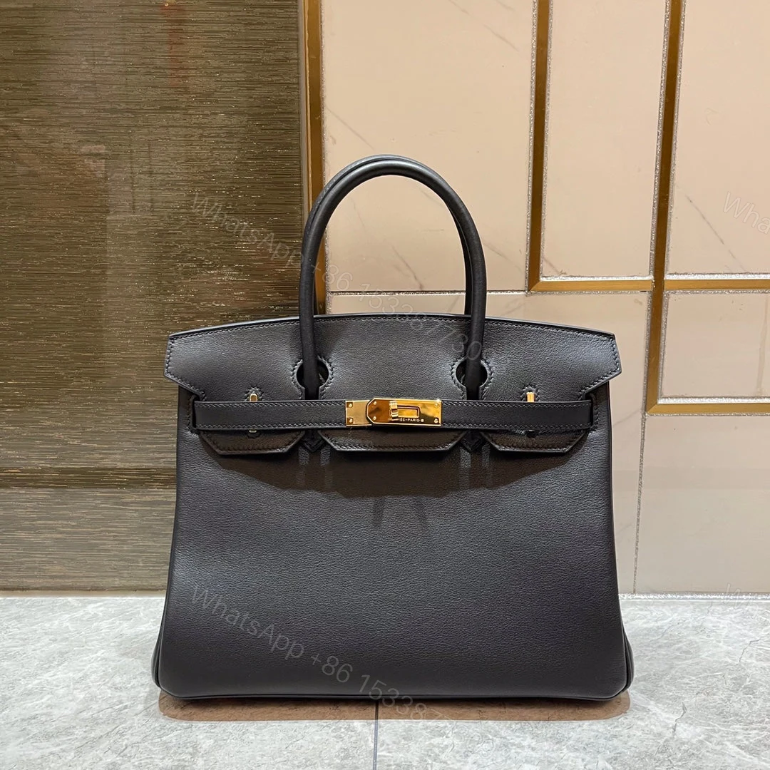 HEMRES BIRKIN 30CM BLACK SWIFT LEATHER GOLD HARDWARE — view 1