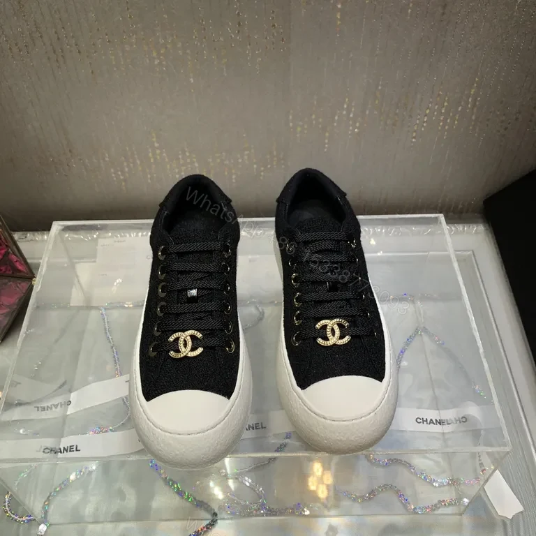 Chanel-Inspired Canvas Sneakers: Black & White Luxe Comfort — view 1