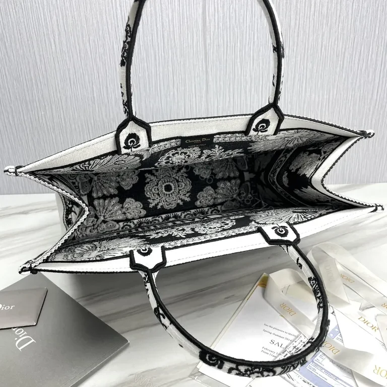 View 4 of Monochrome Dior Floral Tote - Jacquard, Logo Band, Luxe Versatility