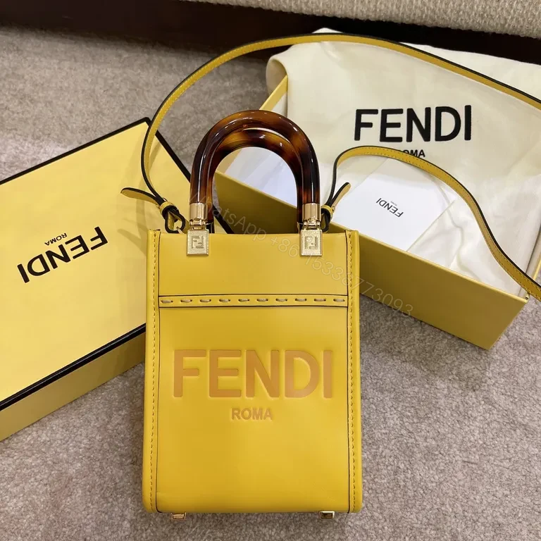 Bold Yellow Mini Bag: Lux Gloss Leather, Fendi-Inspired — view 1
