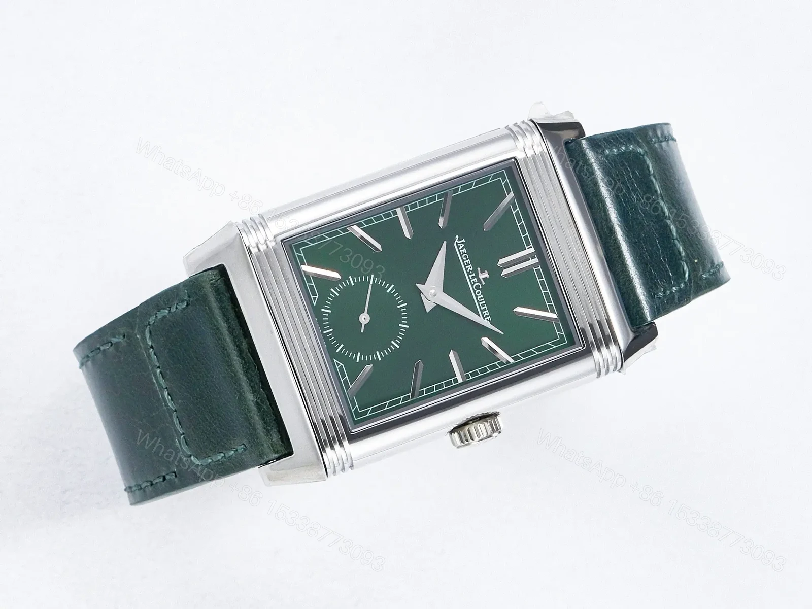 View 4 of Reverso Classic Duoface Small Seconds SS MGF Best Edition White Textured Dial on Black Leather Strap A854A