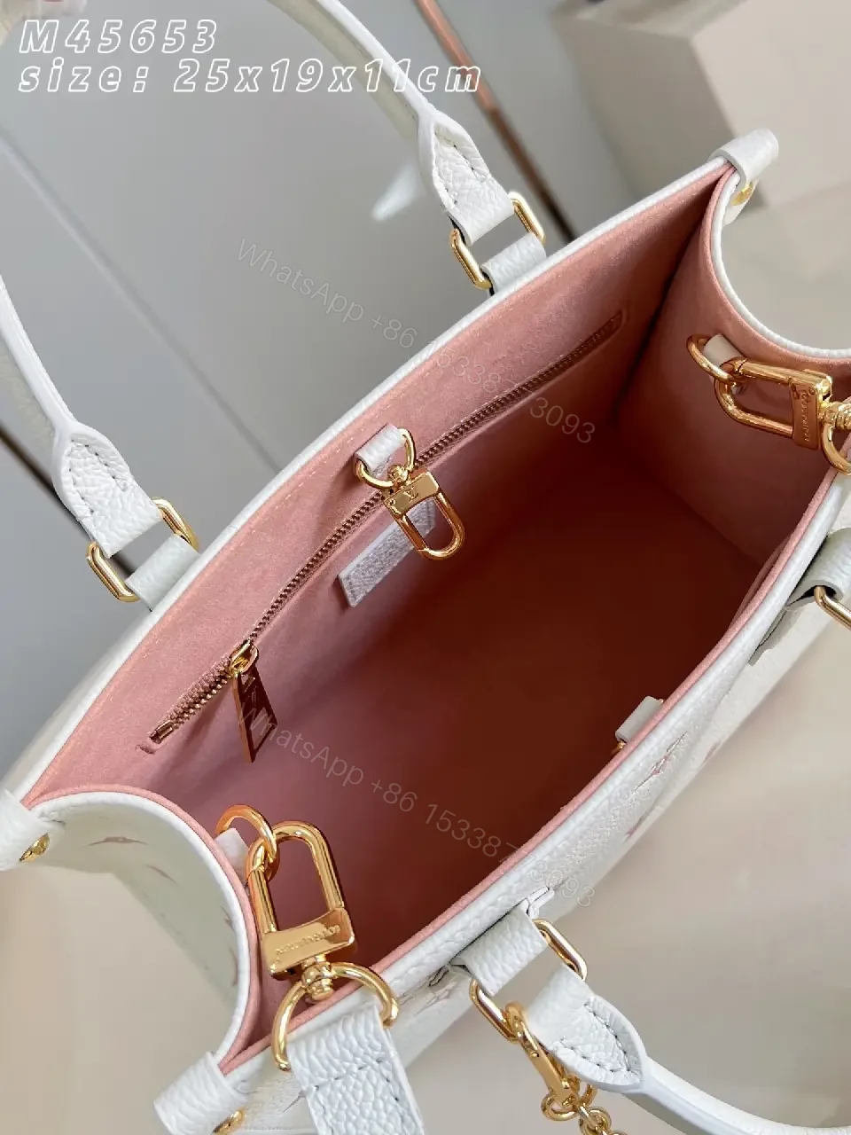 View 3 of Chic Satine White Pebbled Leather Handbag, Crossbody Ready