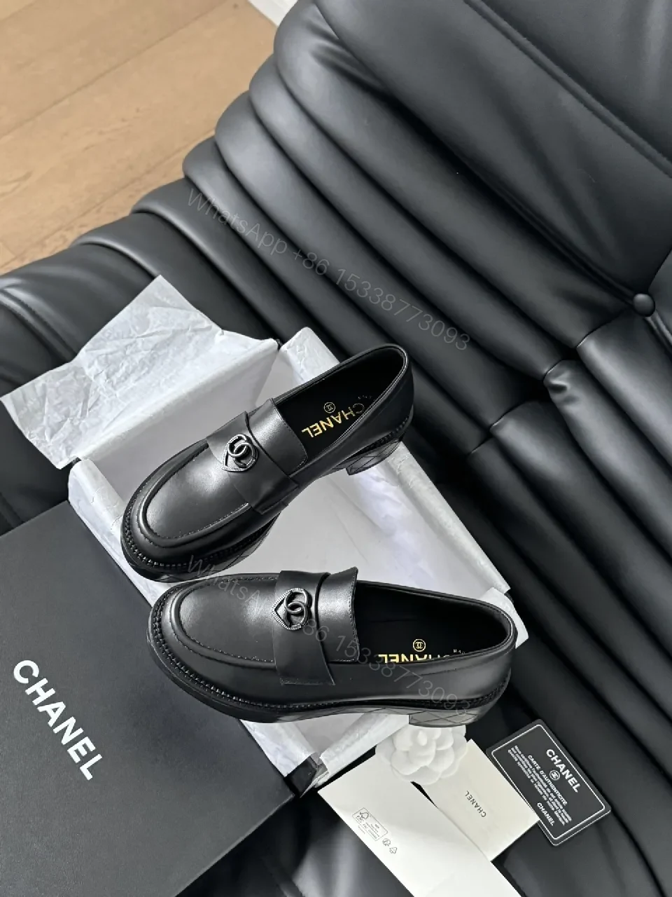 View 7 of Black Leather Loafers – Signature Hardware, Timeless Style