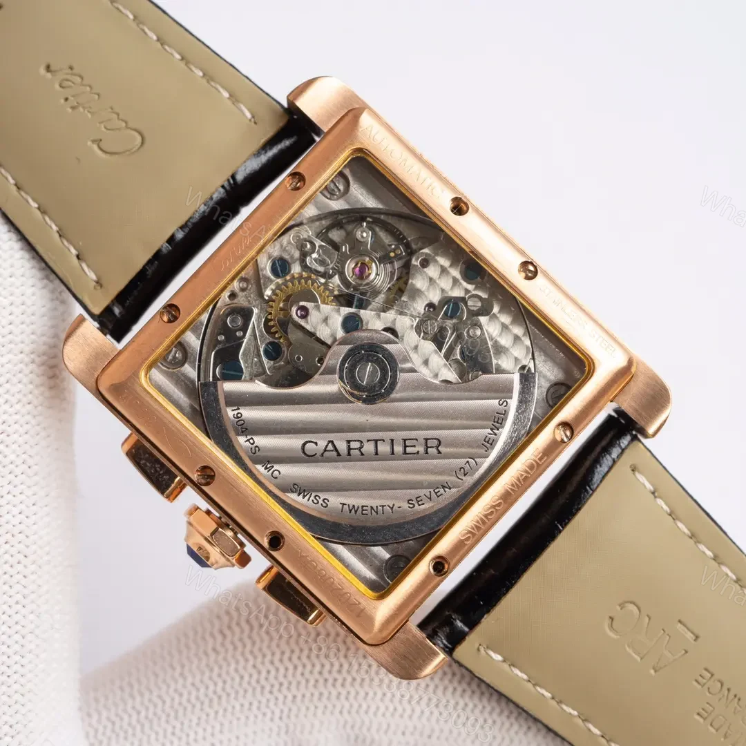 View 8 of Cartier Tank Series W5330007 Rose Gold Stainless Steel Case Brown Leather Strap Automatic Watch