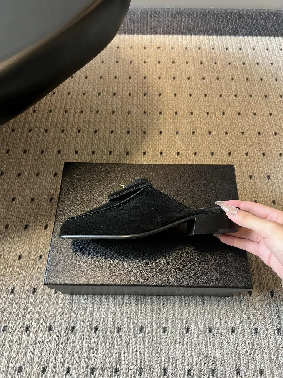View 8 of Velvet Mules with Gold Hardware – Sophisticated Slip-Ons