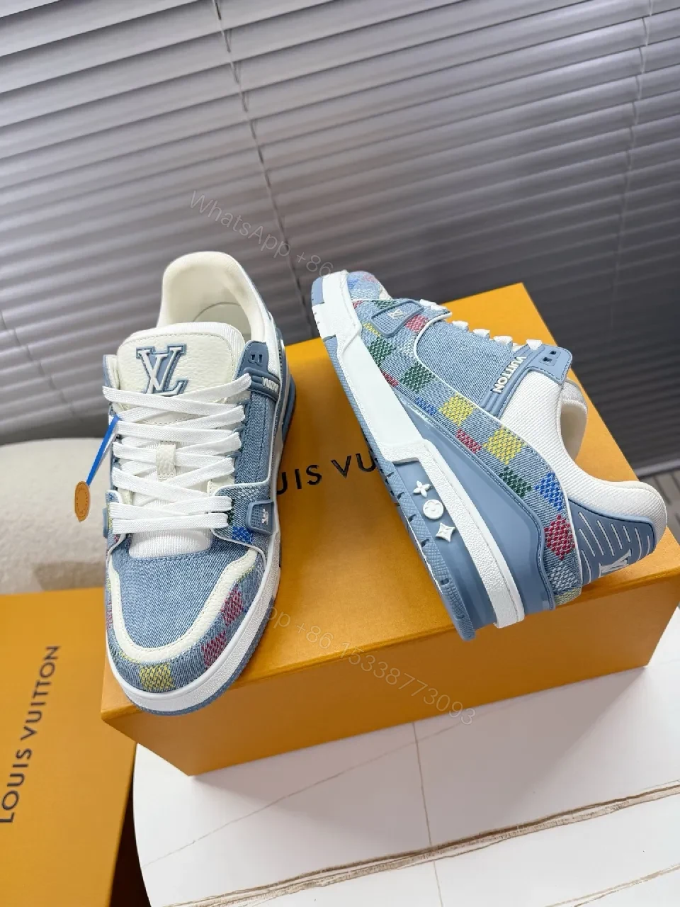 View 4 of Denim Monogram Luxe High-Tops with Subtle Embellishments