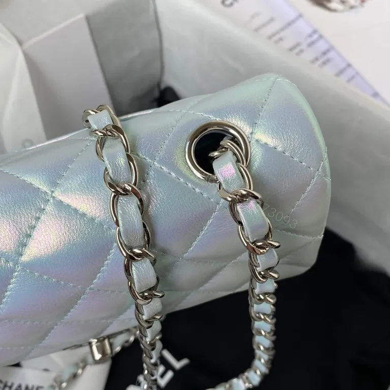 View 8 of Iridescent Quilted Chain Shoulder Bag - Modern Luxury, Everyday Versatility
