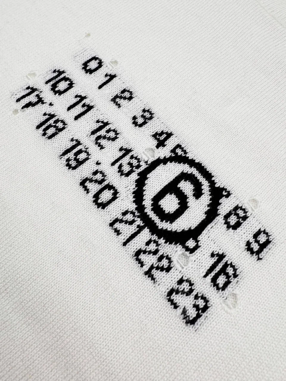 View 9 of Off-White Knit Crewneck Sweatshirt with Distressed Texture
