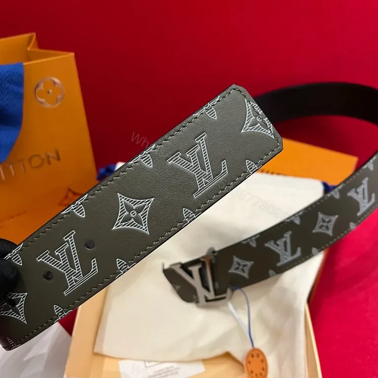 View 7 of Bold Monogram Belt: LV-Inspired Luxure Texture Belt