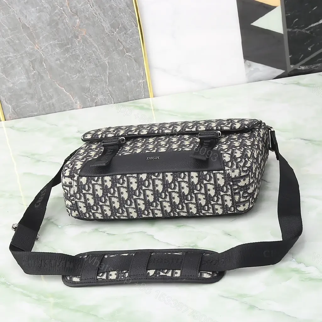 View 4 of Monogram Textured Messenger Bag: Modern Luxury Carryall