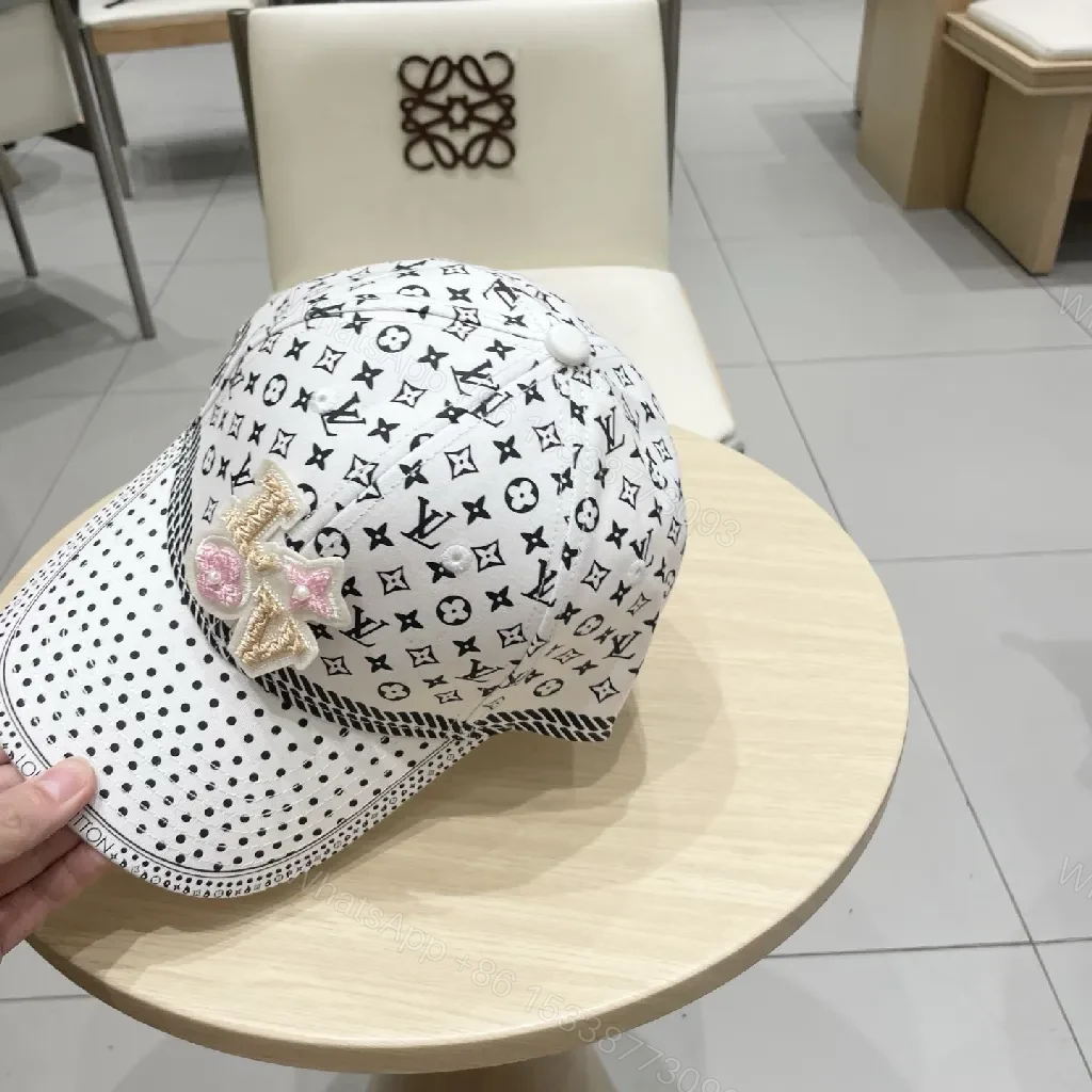 View 5 of White Denim Cap with Embroidered Emblems, Minimalist Luxe, Cap