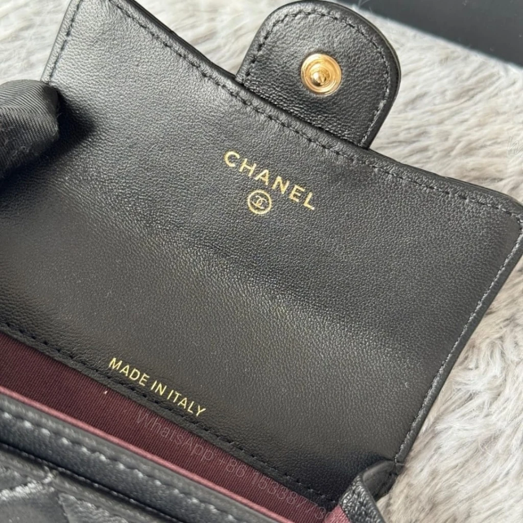 View 6 of Chanel Classic Card Holder With Gold Hardware Black 11Cm