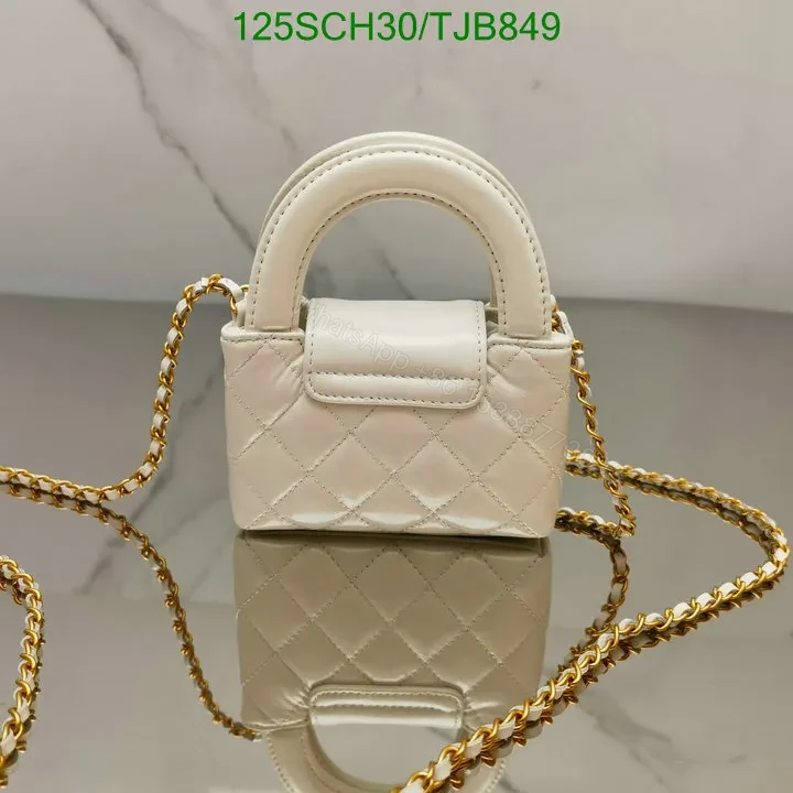 View 4 of Chanel Shiny Aged Calfskin Quilted Mini Nano Kelly Shopper in White CB1234