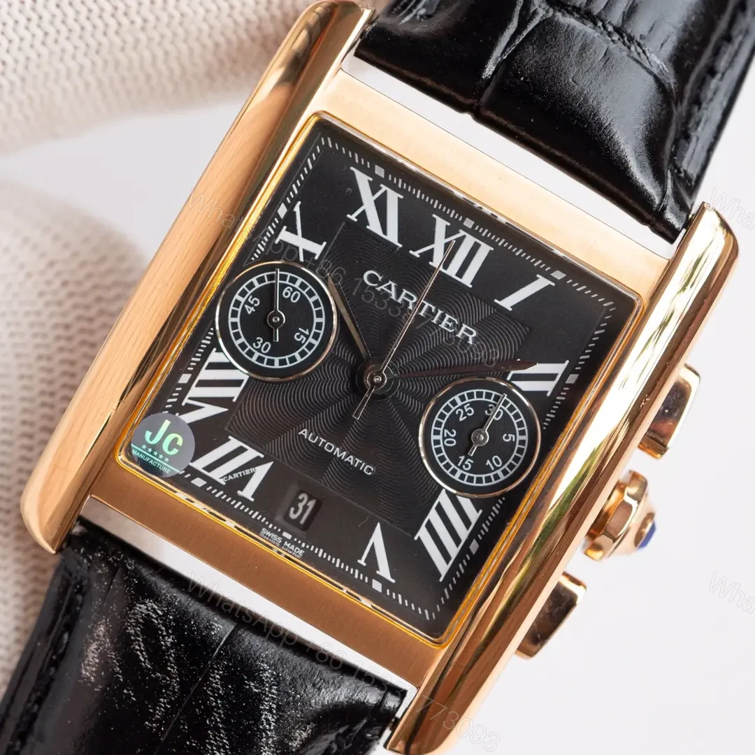 View 6 of Cartier Tank Series W5330007 Rose Gold Stainless Steel Case Brown Leather Strap Automatic Watch