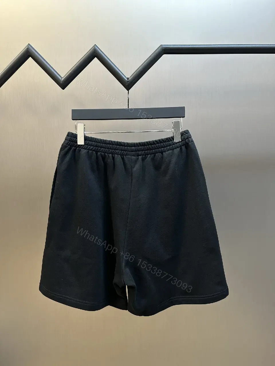 View 2 of Black Cotton Sweatshorts Balenciaga Logo Casual Elastic Waist Shorts