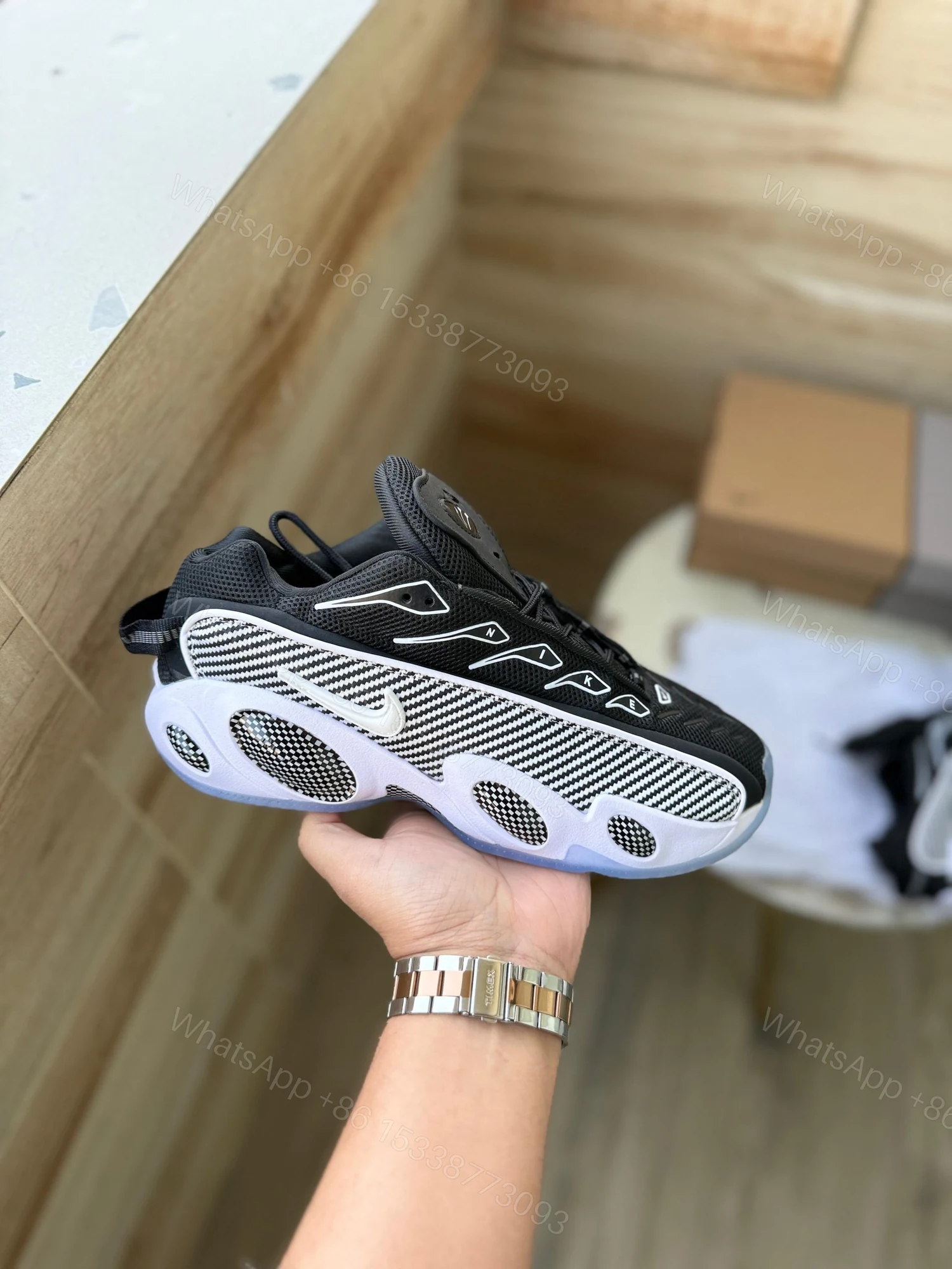 View 6 of NIKE GLIDE X NOCTA PREMIUM BLACK WHITE SHOES FOR MEN