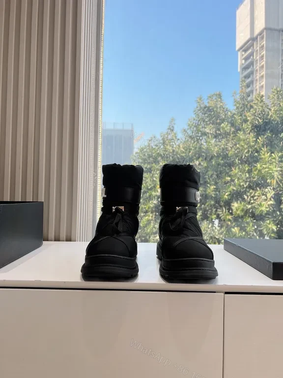 View 4 of Chanel-Style Quilted Ankle Boots: Luxury Warmth, Logo Straps