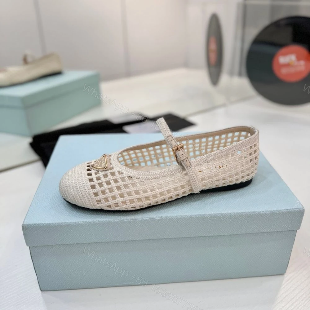 View 5 of Prada Crochet Ballerinas White
