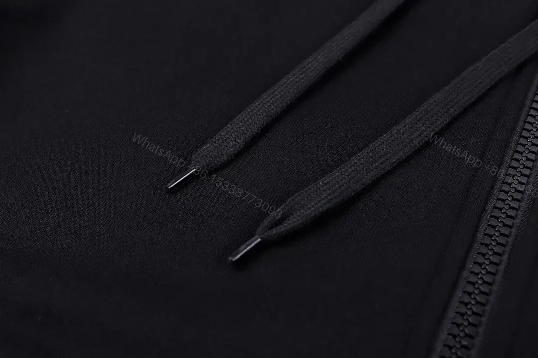 View 6 of Black Cotton Zip Hoodie with Burberry-Check Interior