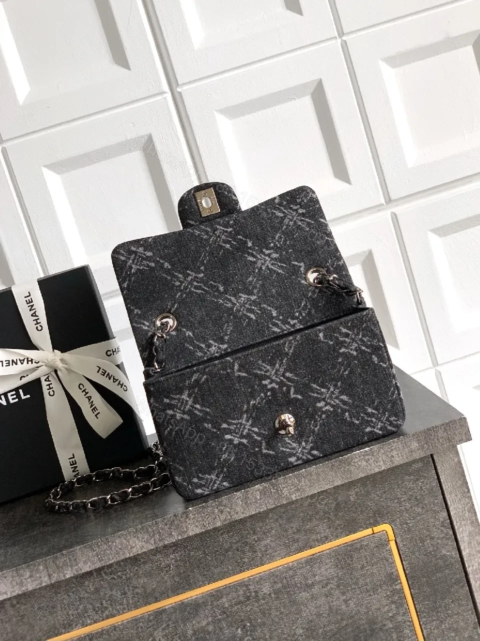 View 8 of Chic Textured Flap Bag with Signature Hardware